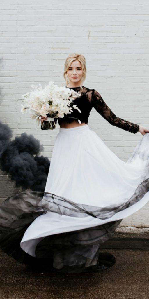  black wedding dresses lace top with white ombre skirt romantic astrid reyes