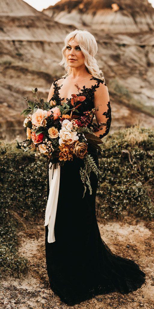 Black wedding dress with red clearance roses