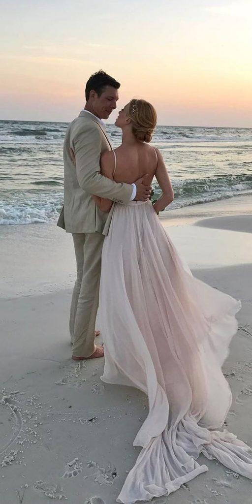 hawaiian wedding dresses with spaghetti straps blush beach leannemarshallofficial