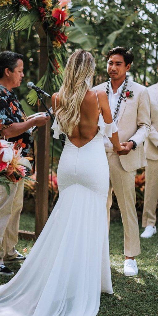 hawaiian wedding dresses with spaghetti straps simple backless katiemaycollection