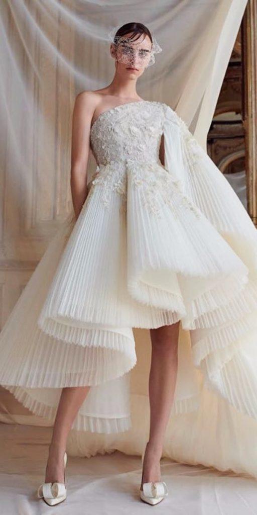 high low wedding dresses assymetric neckline modern ashistudio