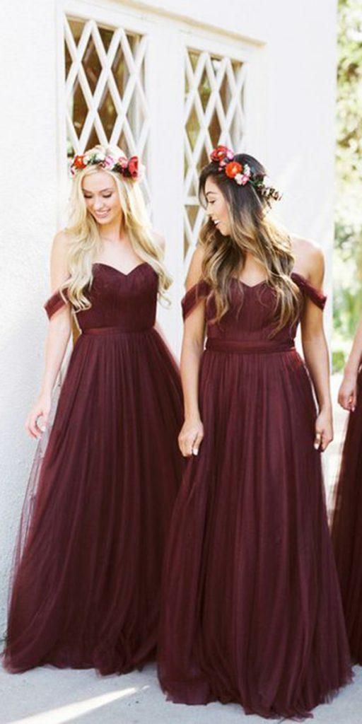 long bridesmaid dresses burgundy off the shoulder strapless beach jenny yoo