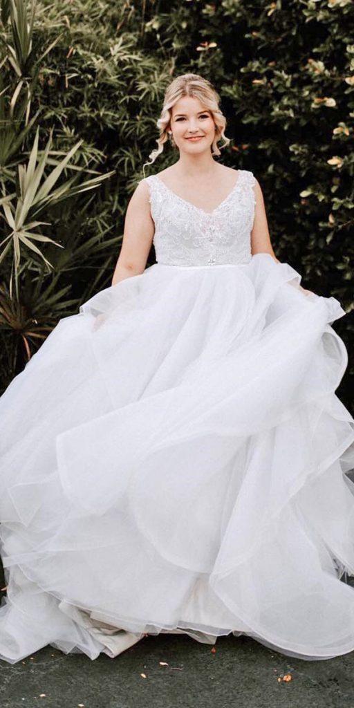 plus size ball gowns wedding dresses v neckline ruffled skirt country cocomelodyofficial