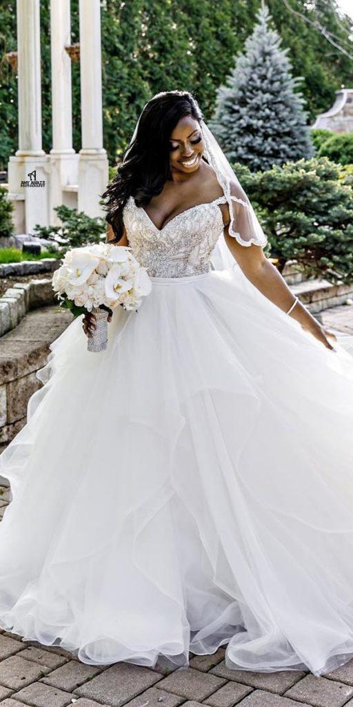 plus size ball gowns wedding dresses with straps beaded top tulle skirt amyanaizphoto