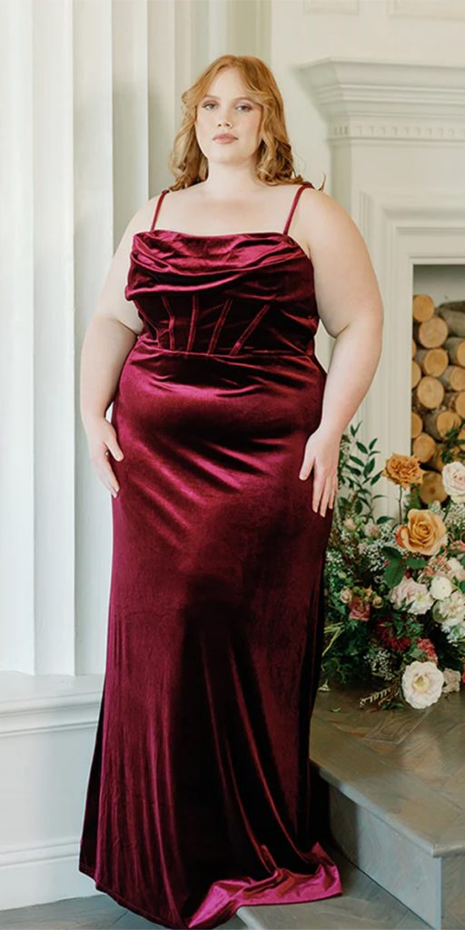 plus size wedding guest dresses burgundy simple velvet revelry