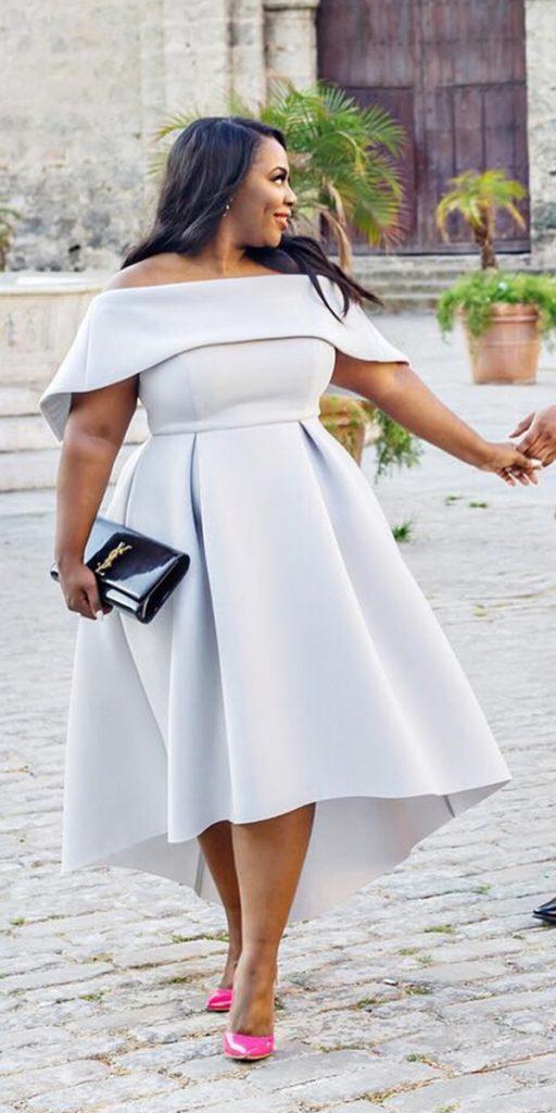 plus size wedding guest dresses high low off the shoulder for summer spring amyanaizphoto