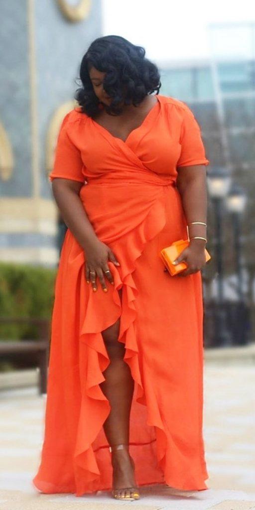 plus size wedding guest dresses long orange with three quote sleeves shopstyle