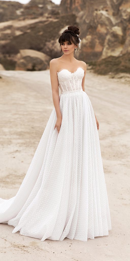 romantic bridal gowns simple a line strapless sweetheart neckline for beach katherine joyce