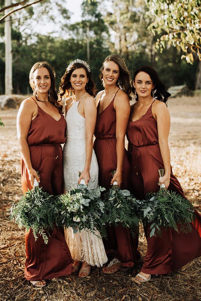 rustic red bridesmaid dresses