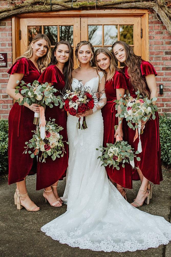 rustic red bridesmaid dresses