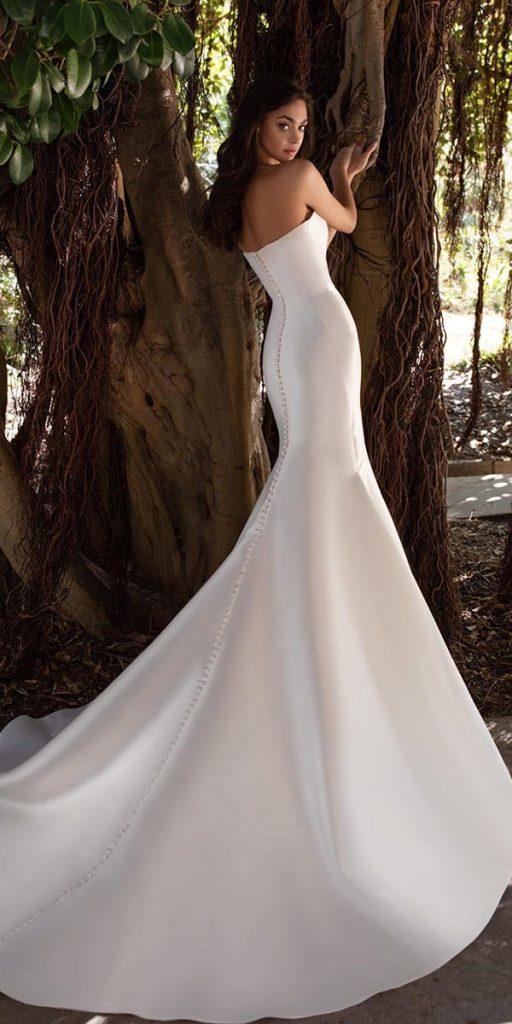 silk wedding dresses fit and flare low back simple country pronovias