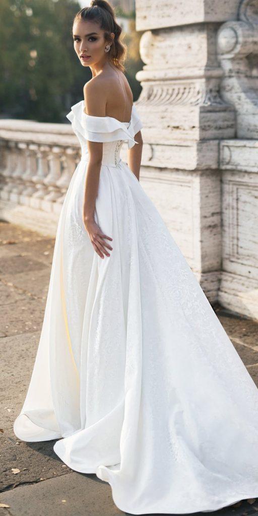 simple wedding dresses a line off the shoulder dom vesta