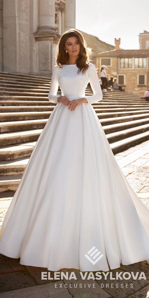 simple wedding dresses a line with long sleeves modest elenavasylkova