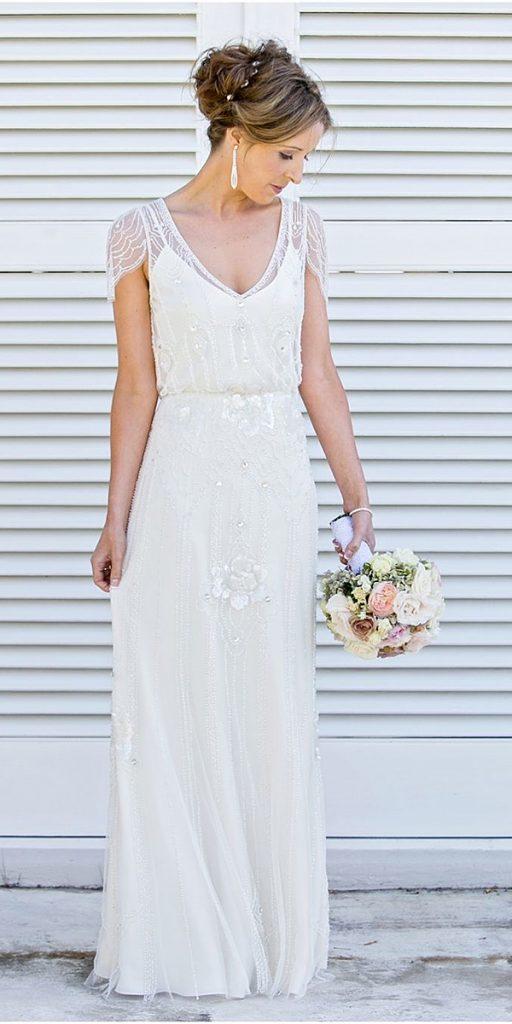 vintage lace dresses with cape sleeves v neckline jeny packham
