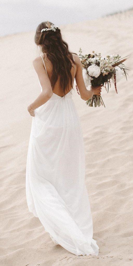 beach wedding dresses simple with spaghetti straps open back lightandlacecouture