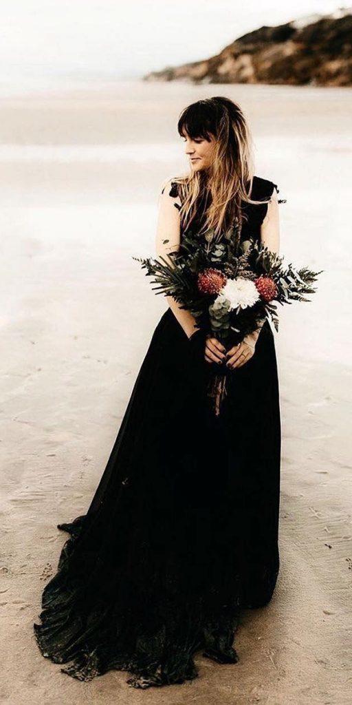 black wedding dresses a line modest beach country sweetcarolinestyles
