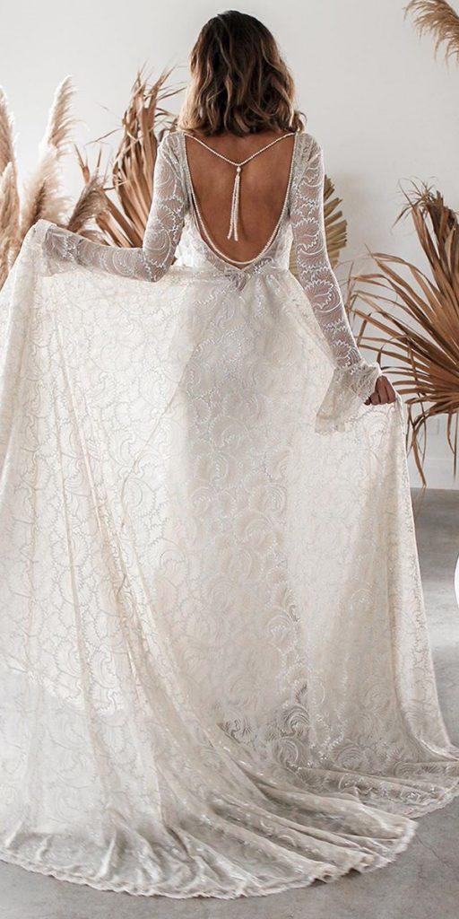 bridal gowns with sleeves a line boho low back rustic grace loves lace