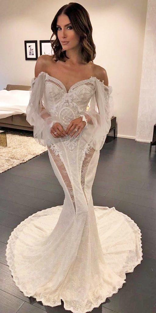 bridal gowns with sleeves mermaid sweetheart strapless neckline galialahav