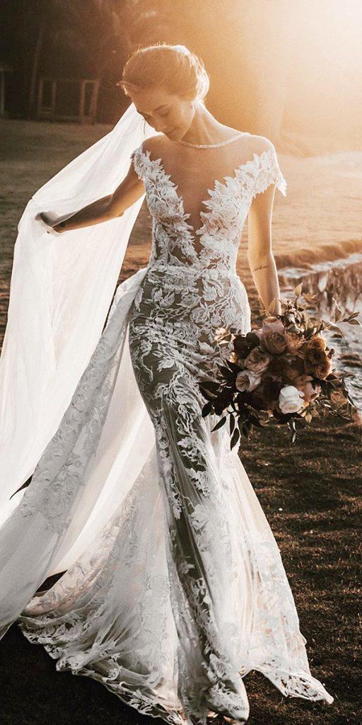 country wedding dresses sheath iillusion neckline cap sleeves lace with overskirt tali photography