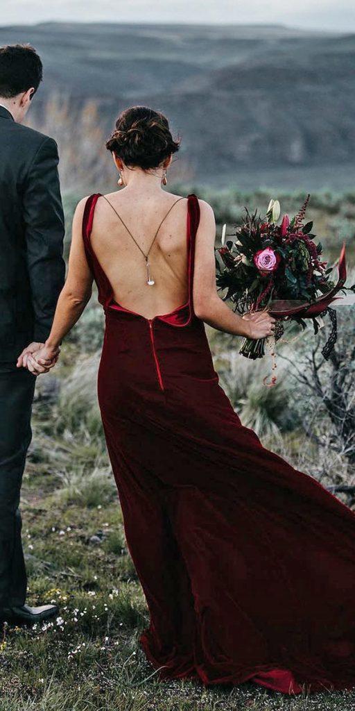 gothic wedding dresses backless a line red frenchknotcouture