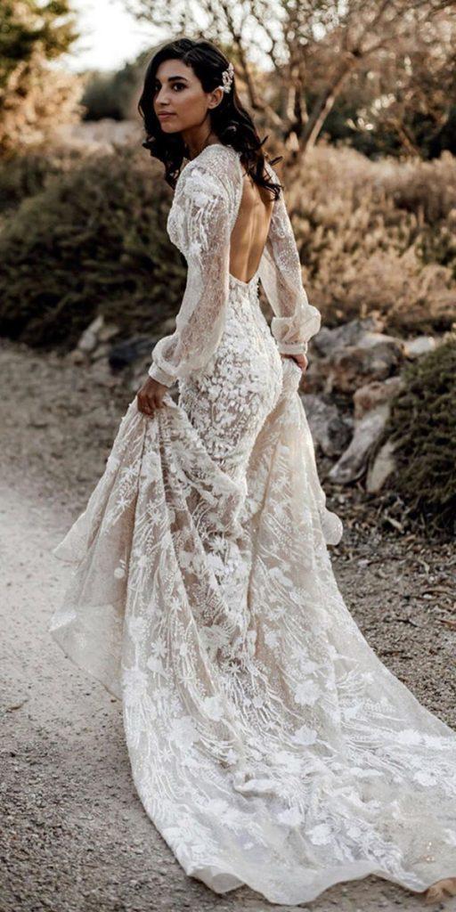 lace wedding dresses with sleeves sheath open back with country with train tali photography