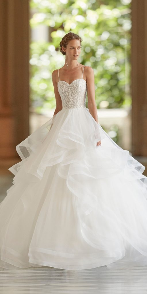 modern wedding dresses ball gown with spaghetti straps ruffled skirt airebarcelona