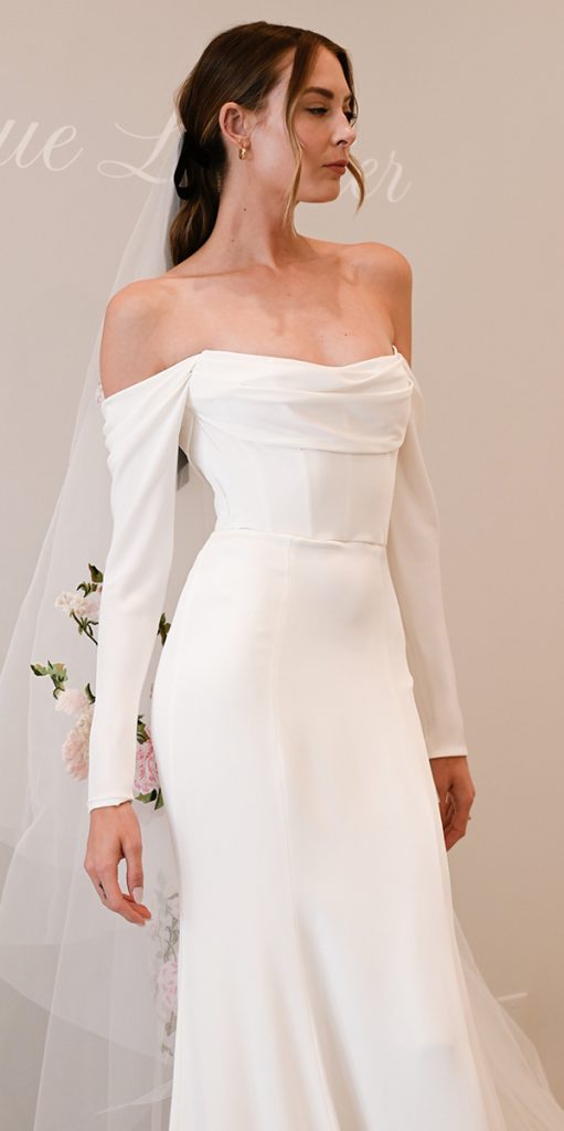 modern wedding dresses simple off the shoulder with sleeves monique lhuiiler