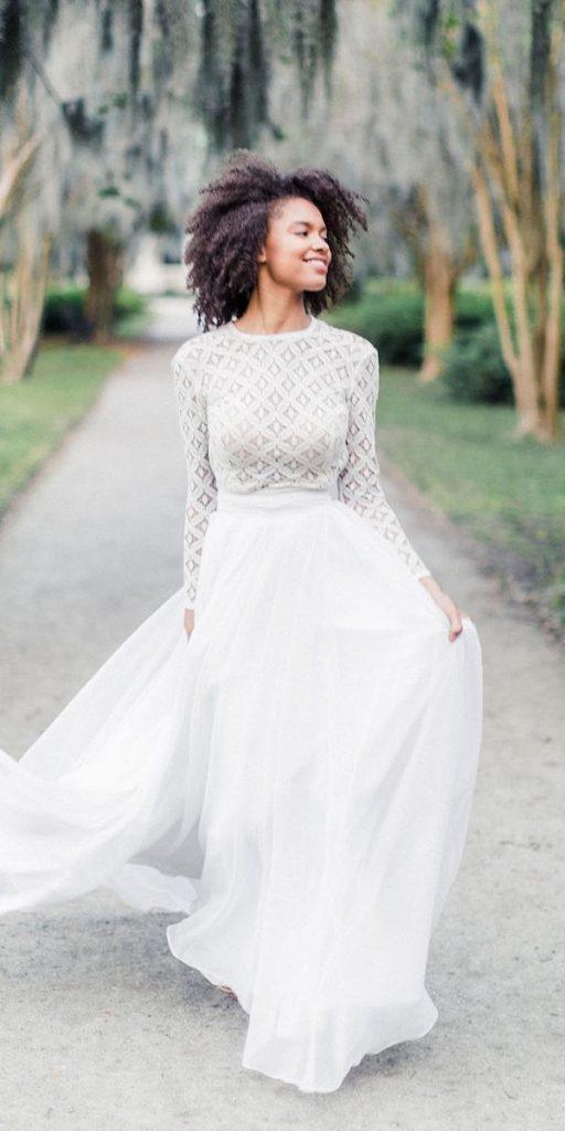 modest wedding dresses a line with long sleeves country tulle skirt sweetcarolinestyles