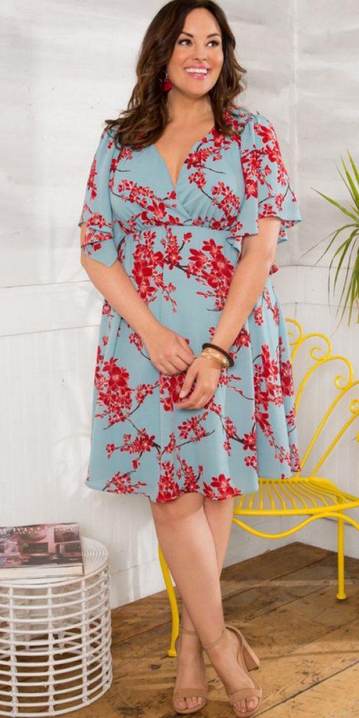 plus size mother of the bride dresses short with cap sleeves for summer floral kiyonnacurves