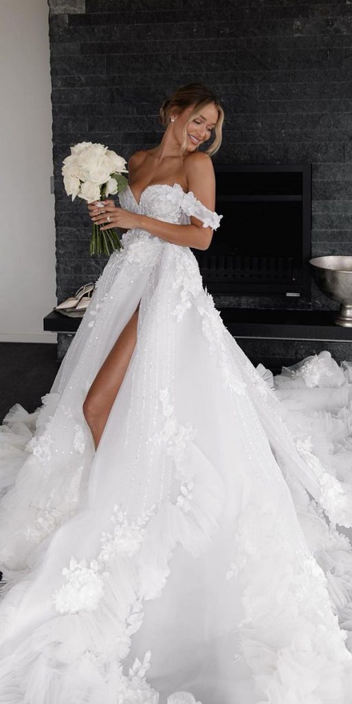 strapless wedding dresses off the shoulder ball gown train pallas
