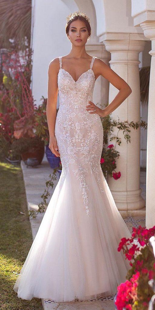 sweetheart mermaid wedding dresses blush with spaghetti straps moonlightbridal