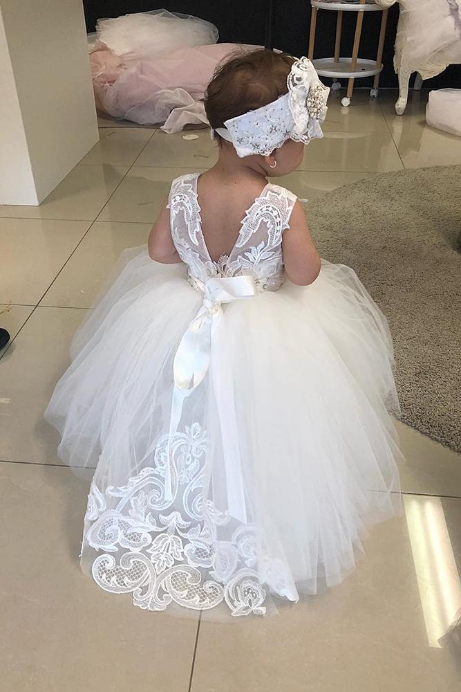 vintage flower girl dresses princess with bow v back lace vintagerosebyhannahaj
