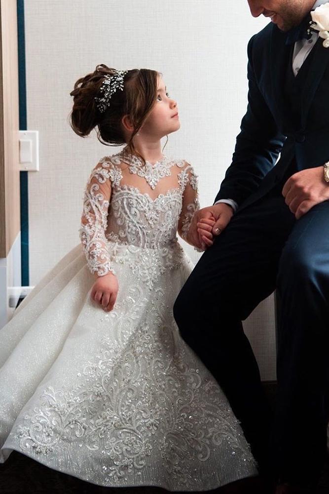 vintage flower girl dresses with illusion long sleeves full lace vintagerosebyhannahaj