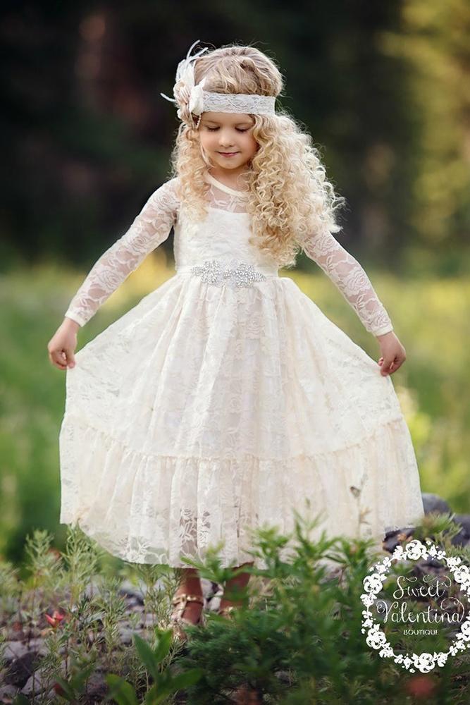 vintage flower girl dresses with long sleeves full lace beaded jeweled sweet valentina baby