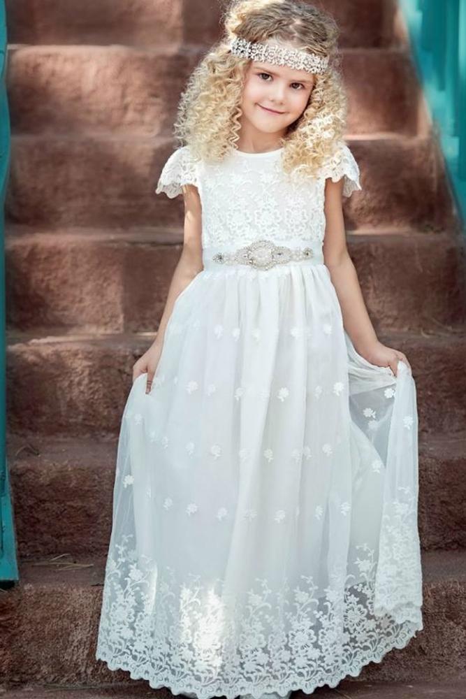 vintage flower girl dresses with long sleeves lace beaded belt sweet valentina baby