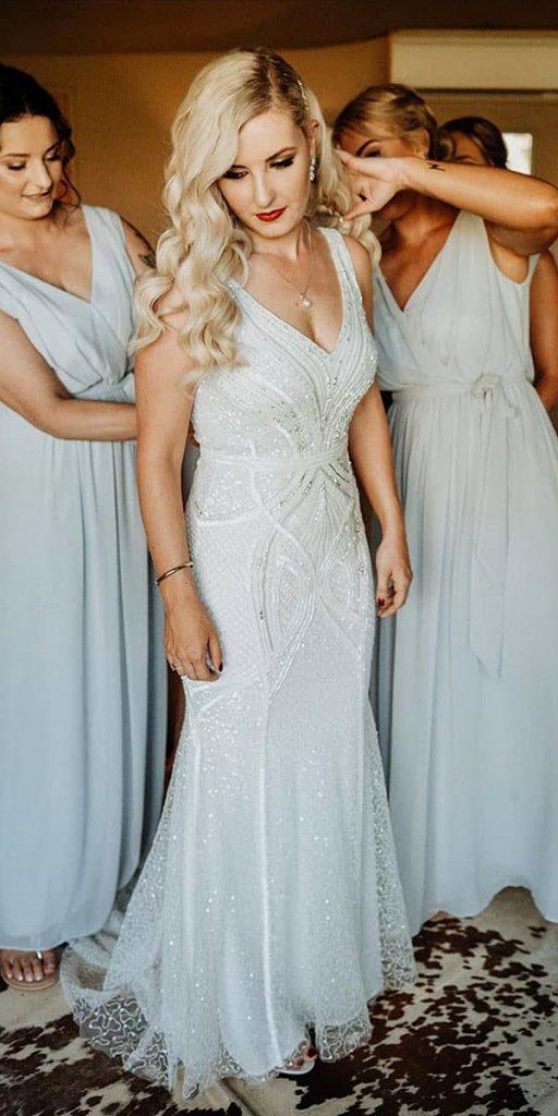 vintage wedding dresses trumpet d v neckline sequins country elizajanehowell