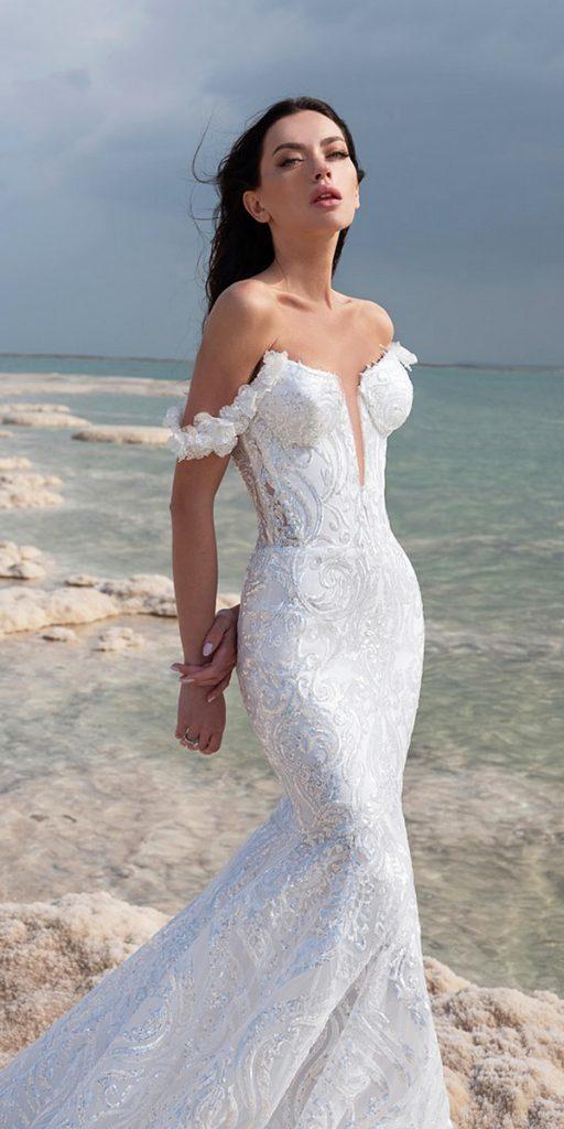  wedding dresses spring 2020 mermaid off the shoulder lace sweetheart beach pnina tornai