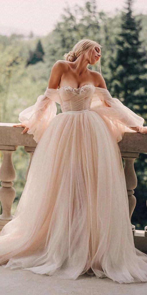 ball gown wedding dresses sweetheart neckline with sleeves blush tali photo