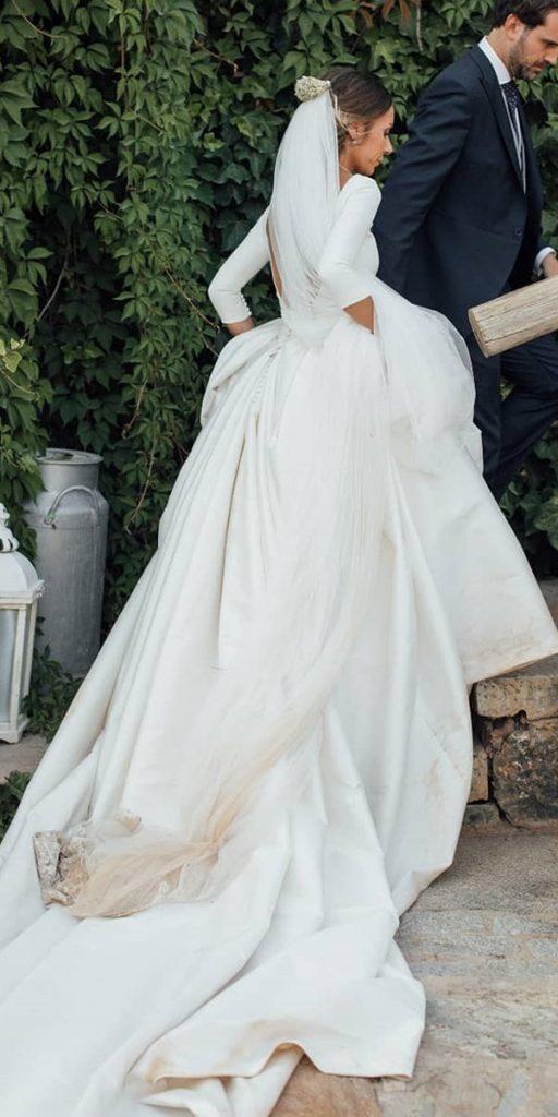 ball gown wedding dresses simple with long sleeves with train kiwo estudio