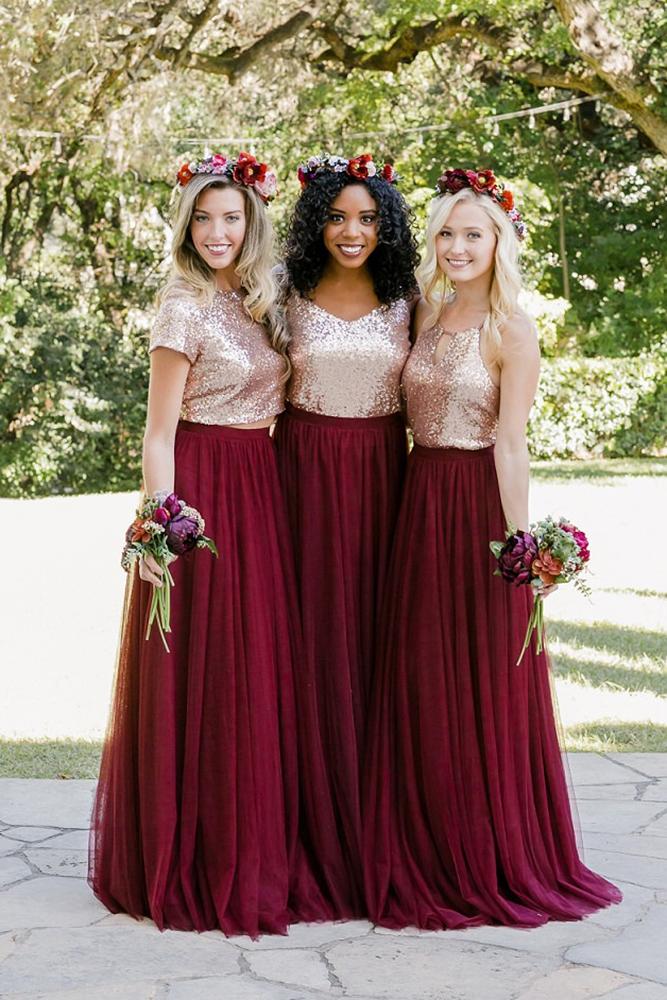 burgundy bridesmaid dresses a line sequins gold top rustic shoprevelry