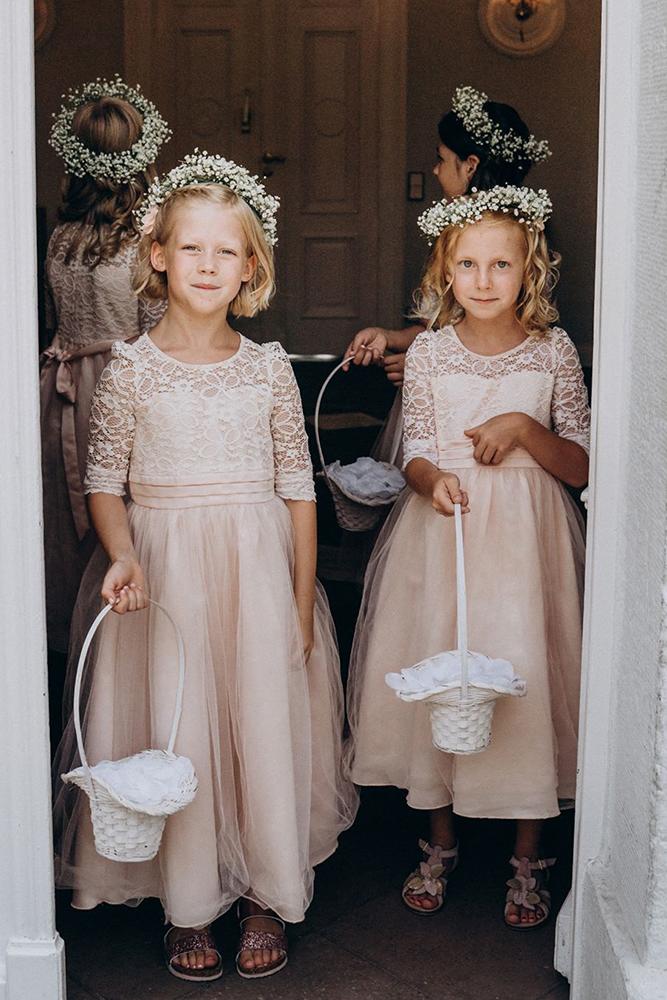 country flower girl dresses lace top blush rustic malysheva liu