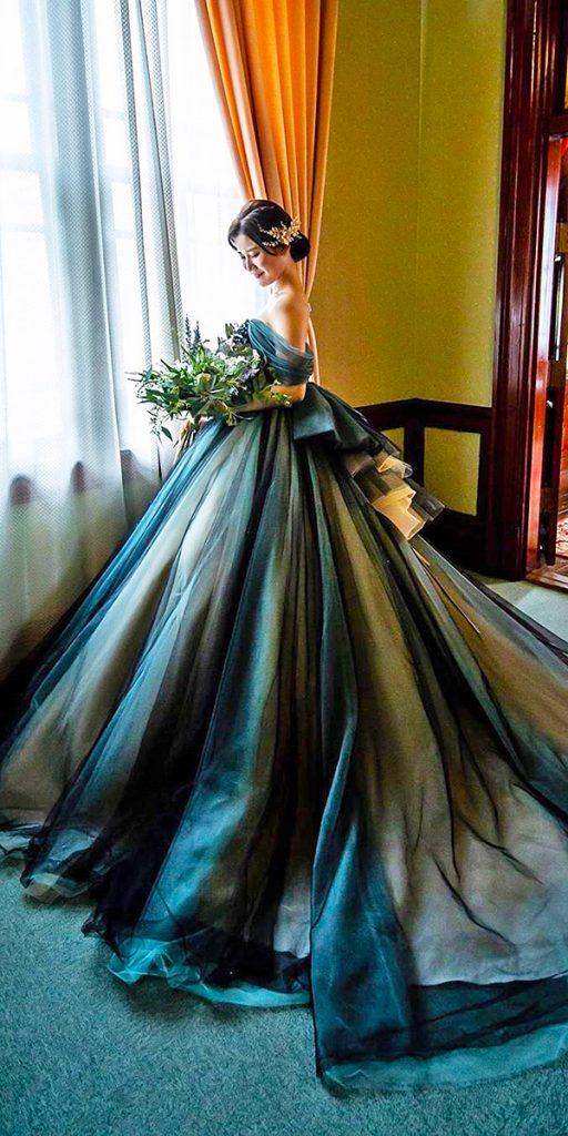 gothic wedding dresses ball gown off the shoulder with train luxury cocomelodyofficial