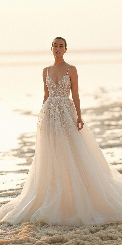 ivory wedding dresses with spaghetti straps eisen stein