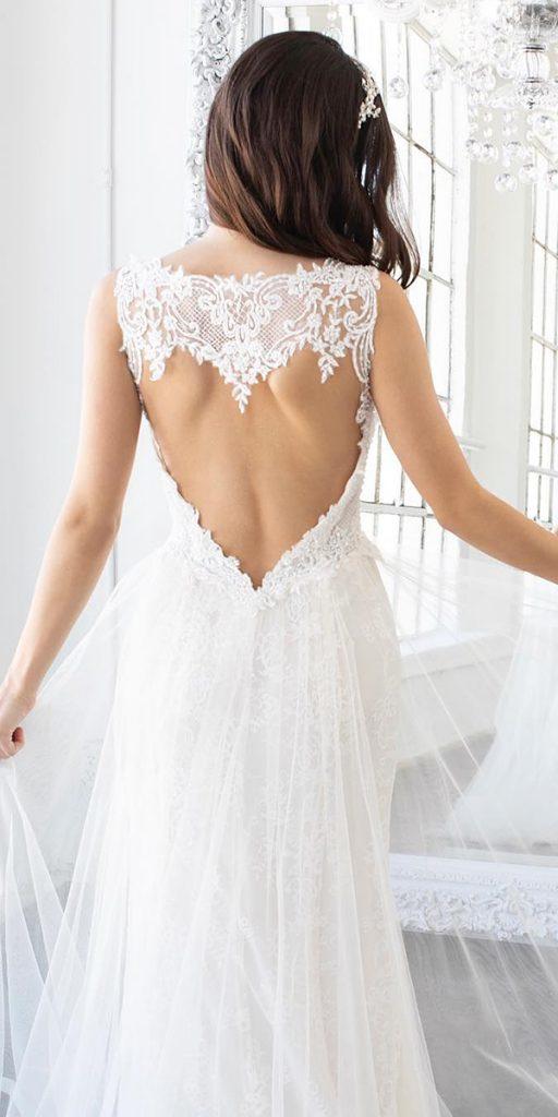 lace back wedding dresses open back a line winniecouture