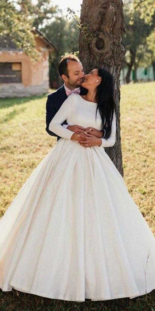 modest wedding dresses with sleeves ball gown simple country evalendel