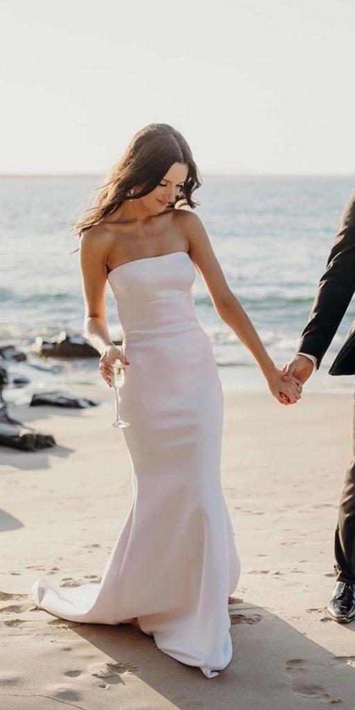 summer wedding dresses mermaid simple strapless neckline chosenbyoneday