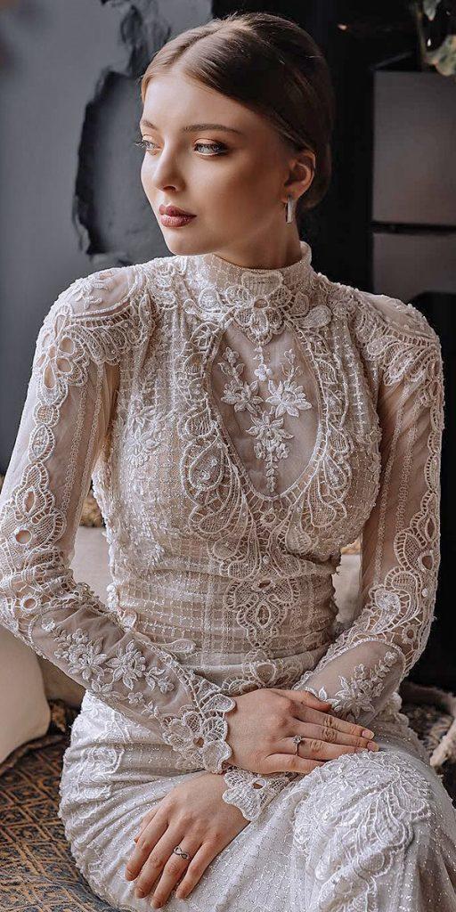 vintage inspired wedding dresses with long sleeves full lace photohasaev