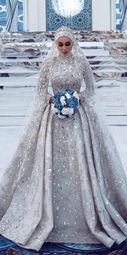 vintage wedding dresses with sleeves ball gown beaded jeweled saidmhamadofficial