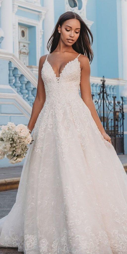 beach destination wedding dresses a line with spaghetti straps lace allurebridals