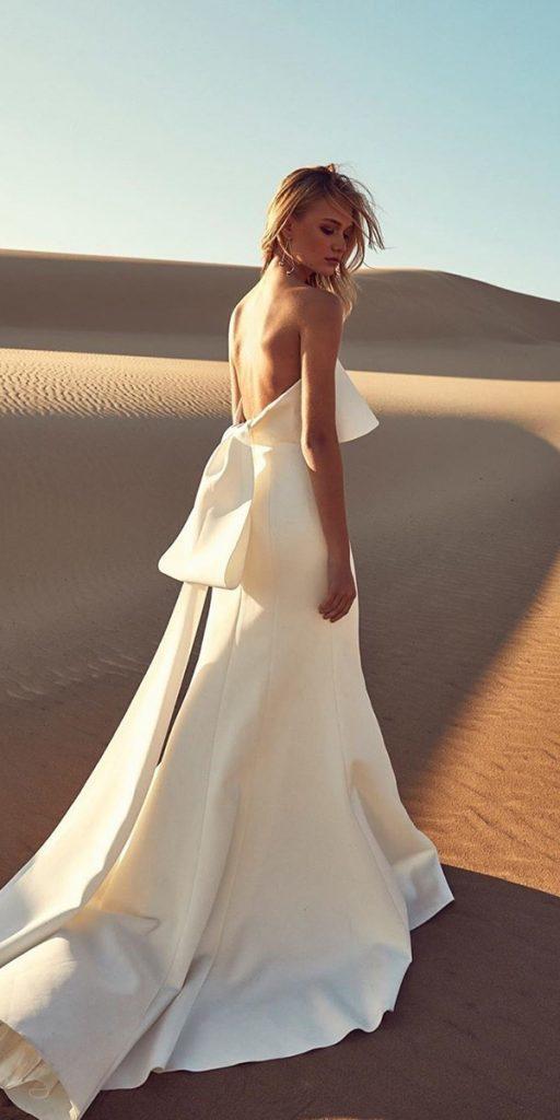 beach destination wedding dresses simple open back with bow onedaybridal
